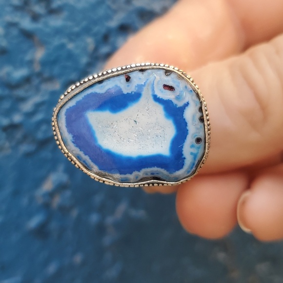 New Solar Quartz Agate Druzy 925 Silver Ring. - Picture 13 of 16